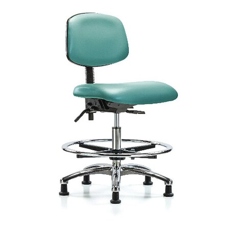 Blue Ridge Ergonomics Chair, Vinyl, Med Bench, Chr CF Glides, Pea BR-VMBCH-CR-T0-A0-CF-RG-8620