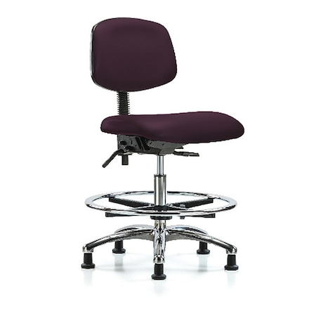 Blue Ridge Ergonomics Chair, Vinyl, Med Bench, Chr CF Glides, Aub BR-VMBCH-CR-T0-A0-CF-RG-8618