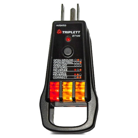 Triplett Receptacle Tester, GFCI, 110 to 125V AC ET100