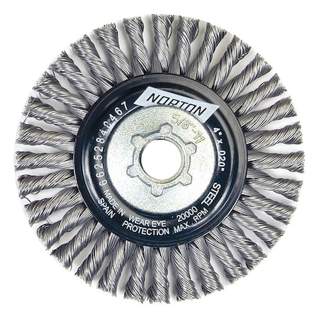 Norton Abrasives Wire Wheel Brush, 4"x0.020"x5/8-11 66254443341