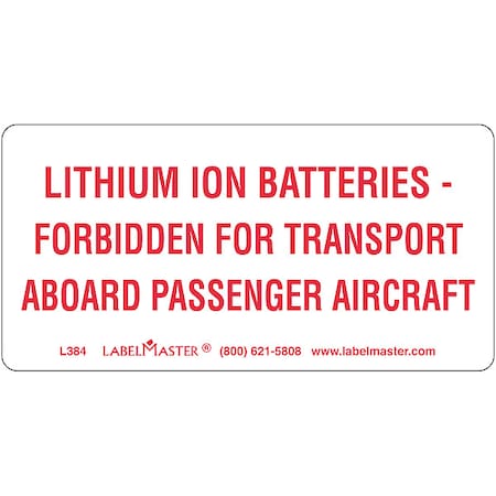 Labelmaster Lithium-Ion Battery Label, White L384