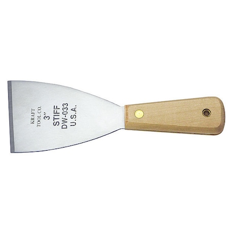 Kraft Tool Scraper, Stiff, 3", SS, Handle Length: 4 in DW033