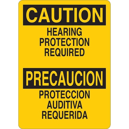 Zoro Select Caution Sign, 14 in Height, 10 in Width, Aluminum, English, Spanish 35FW15