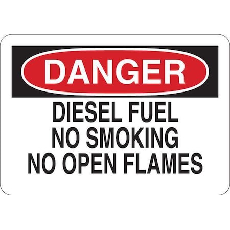 Zoro Select Danger No Smoking Sign, 10" H, 14 in W, English, 35FW26 35FW26
