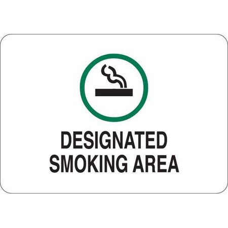 Zoro Select No Header, Designated Smoking Area, 10 in W x 7 in H, Vinyl 35GH60