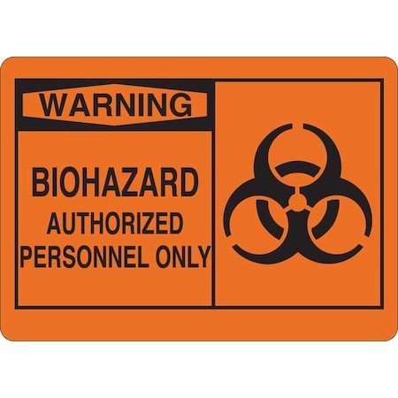 Zoro Select Warning Biohazard Sign, 10 in Height, 14 in Width, Vinyl, English 35GE61