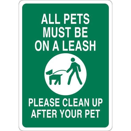 Zoro Select All Pets Must Be On A Leash Please Clean Up After Your Pet, 10 in W x 14 in H, Plastic, 35FZ13 35FZ13