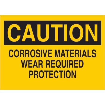 Zoro Select Caution Sign, Corrosive Mat, Txt, Srfc, Pl 34GH73