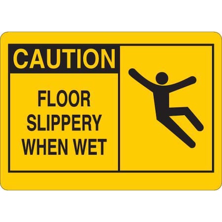 Zoro Select Caution Sign, 7 in Height, 10 in Width, Aluminum, English 35FX40