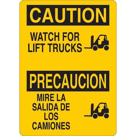 Zoro Select Caution Sign, 14 in H, 10 in W, Vinyl, English, Spanish, 34GK81 34GK81
