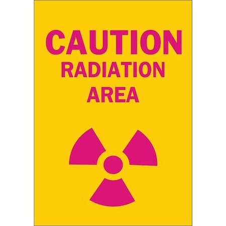 Condor Caution Radiation Sign, 10 in H x 7 in W, Vinyl 35GH04