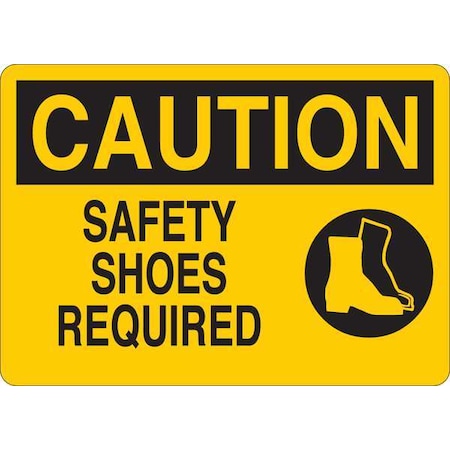Zoro Select Caution Sign, Safety Shoes Required, 5in H 35GF14