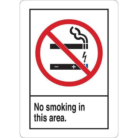 Zoro Select No Header, No Smoking In This Area, 7 in W x 10 in H, Vinyl 35GH93