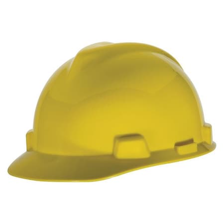 Msa Safety Hard Hat, Front Brim, Polyethylene, One-Touch Suspension, Yellow, Fits Hat Size 6-1/2 to 8 10057443