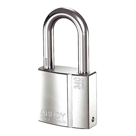 Abloy Padlock, Keyed Alike, Long Shackle, Rectangular Brass Body, Hardened Steel Shackle, 1 3/32 in W PL340/50-KA