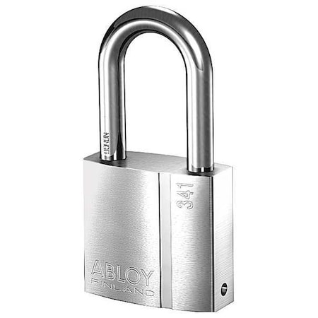 Abloy Padlock, Keyed Different, Long Shackle, Rectangular Brass Body, Hardened Steel Shackle, 1 3/32 in W PL341/50B-KD
