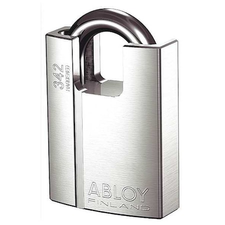 Abloy Padlock, Keyed Different, Partially Hidden Shackle, Rectangular Brass Body, Hardened Steel Shackle PL342B-KD