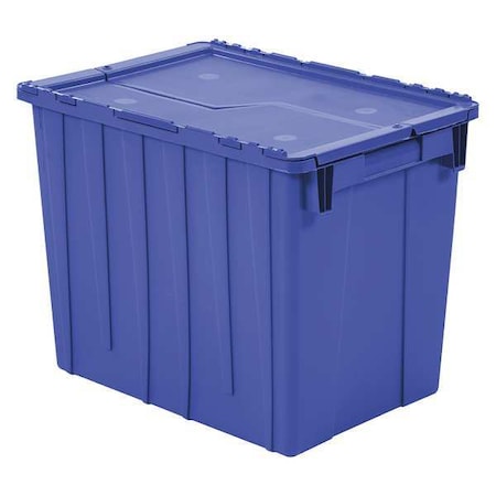 Orbis Attached Lid Container, 16.45 gal Volume Cap., 21 3/4 in L, 15 1/4 in W, 17 1/8 in H, Blue FP22 BLUE