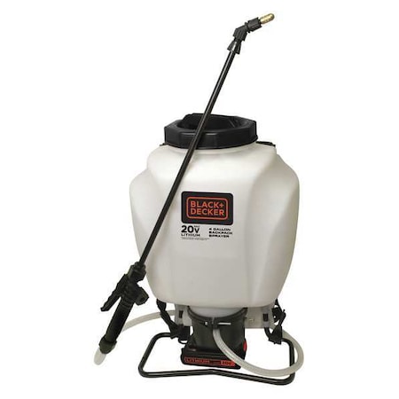 Black & Decker 4 gal Backpack Sprayer, Polyethylene, 42 in L Hose, 20 in L Wand, Cone/ Fan Nozzle Spray Pattern 63980