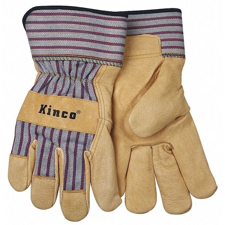 Kinco Leather Palm Glove, Keystone Thumb, Tan/Blue, L, 1 PR 1917-L