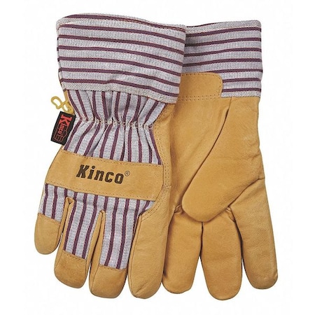 Kinco Cold Protection Gloves, Shirred Elastic Cuff, Keystone Thumb, Full Finger, Tan/Blue, L, 1 PR 1927-L