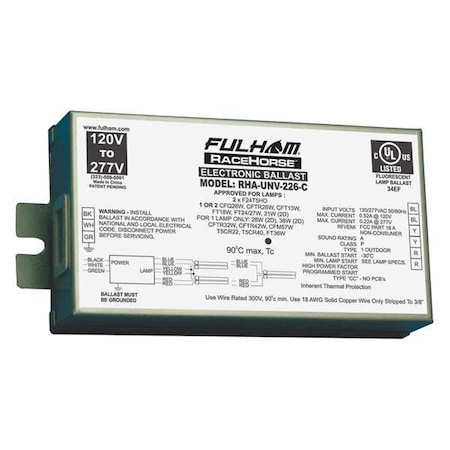 Fulham CFL Ballast, Electr, 120 to 277V, 5-1/16inL RHA-UNV-226-C