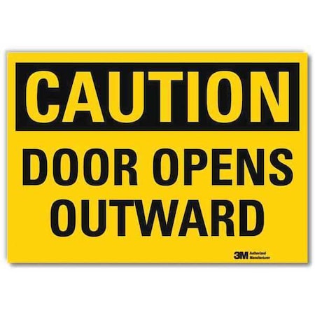 Lyle Safety Sign, Door Opens Outward, 5in.H U4-1215-RD_7X5