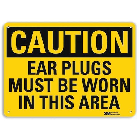 Lyle Safety Sign, Ear Plugs Worn, 7in.H U4-1228-RA_10X7