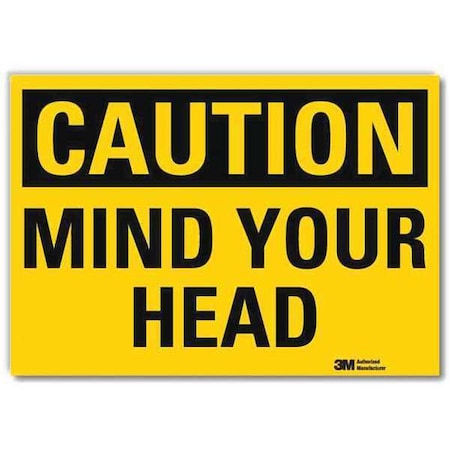 Lyle Caution, Mind Your Head, 5 in x 7 in, Horizontal Rectangle, Reflective Sheeting, U4-1534-RD_7X5 U4-1534-RD_7X5
