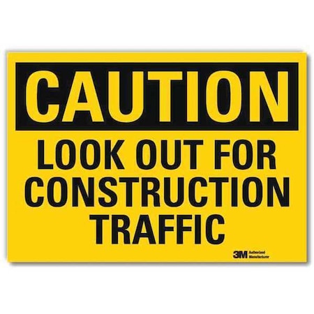 Lyle Caution Sign, 5 in H, 7 in W, Reflective Sheeting, Horizontal Rectangle, English, U4-1505-RD_7X5 U4-1505-RD_7X5