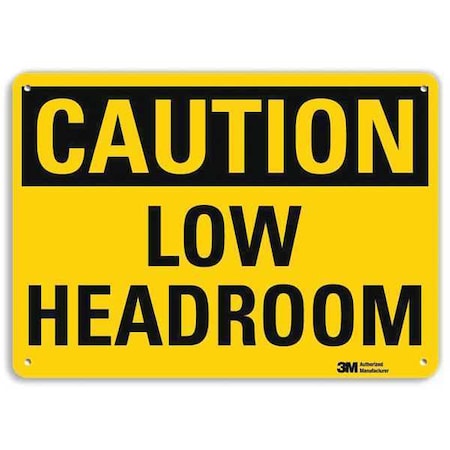 Lyle Caution, Low Headroom, 7 in x 10 in, Vertical Rectangle, Aluminum, U4-1514-RA_10X7 U4-1514-RA_10X7