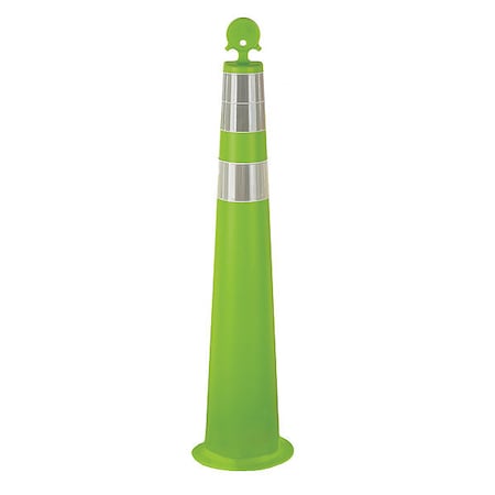 Zoro Select Channelizer Cone, HDPE, High-Intensity Prismatic, 42" Height, 3 lb, Lime 03-770-42L64