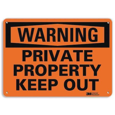 Lyle Warning, Private Property Keep Out, 7 in x 10 in, Vertical Rectangle, Aluminum, U6-1201-RA_10X7 U6-1201-RA_10X7
