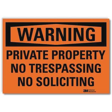 Lyle Warning, Private Property No Trespassing No Soliciting, 10 in W x 7 in H, Vertical Rectangle U6-1203-RD_10X7
