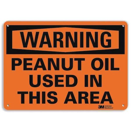 Lyle Warning, Peanut Oil Used In This Area, 7 in x 10 in, Vertical Rectangle, Aluminum, U6-1193-RA_10X7 U6-1193-RA_10X7