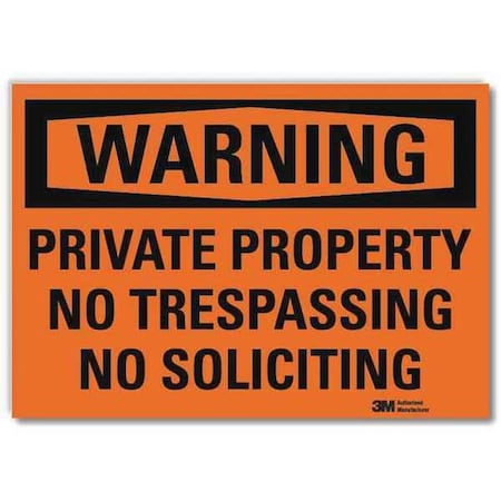 Lyle Warning, Private Property No Trespassing No Soliciting, 14 in W x 10 in H, Horizontal Rectangle U6-1206-RD_14X10