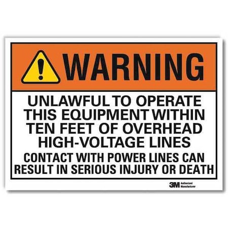 Lyle Warning Sign, 10 in Height, 14 in Width, Reflective Sheeting, Horizontal Rectangle, English U6-1261-RD_14X10