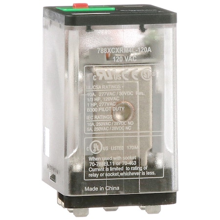 Schneider Electric Plug-In, General Purpose Relay, Square, 10 A, 11, Blade Terminal 788XCXRM4L-120A