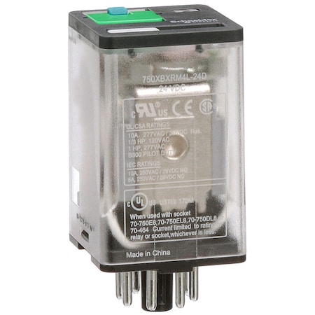Schneider Electric Plug-In, General Purpose Relay, Octal, 10 A, 8 Pins, Pin 750XBXRM4L-24D