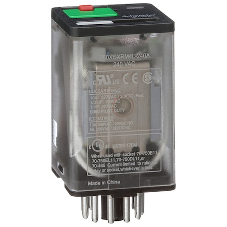 Schneider Electric Plug-In, General Purpose Relay, Octal, 10 A, 11 Pins, Pin 750XCXRM4L-240A