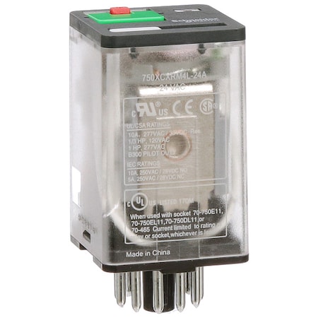 Schneider Electric Plug-In, General Purpose Relay, Octal, 10 A, 11 Pins, Pin 750XCXRM4L-24A