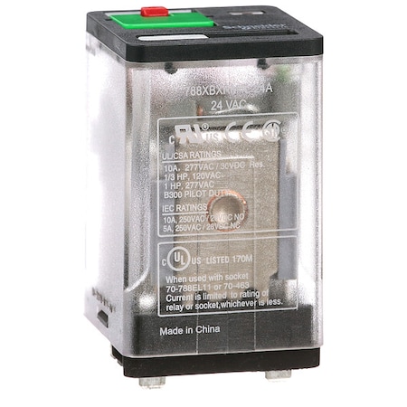 Schneider Electric Plug-In, General Purpose Relay, Square, 10 A, 8 Pins, Blade Terminal 788XBXRM4L-24A