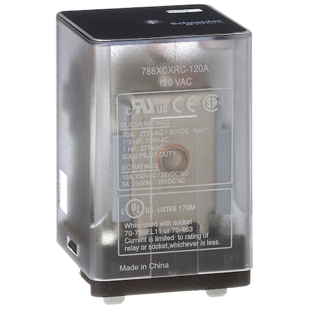 Schneider Electric Plug-In, General Purpose Relay, Square, 10 A, 11 Pins, Blade Terminal 788XCXRC-120A