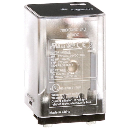 Schneider Electric Plug-In, General Purpose Relay, Square, 10 A, 11 Pins, Blade Terminal 788XCXRC-24D