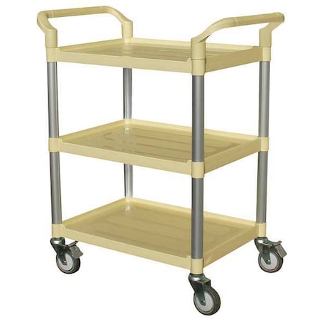 Zoro Select Dual-Handle Utility Cart with Lipped Plastic Shelves, Polypropylene (Shelf)/Aluminum (Leg), 19 in W 35KT24