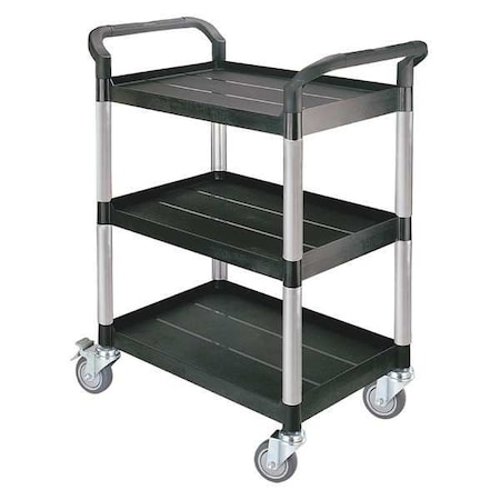 Zoro Select Dual-Handle Utility Cart with Lipped Plastic Shelves, 300 lb Load Capacity, 3 Shelves, 34 1/2 in L 35KT25