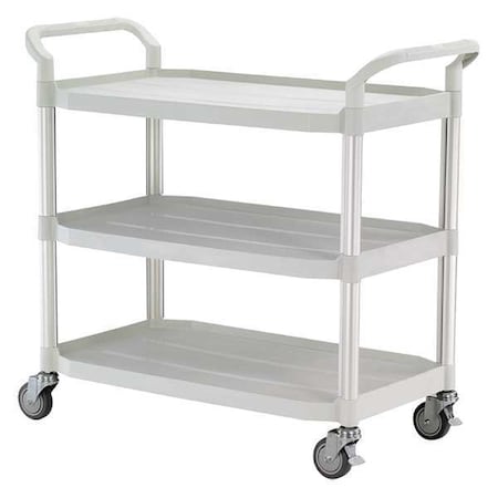 Zoro Select Dual-Handle Utility Cart with Lipped Plastic Shelves, 400 lb Load Capacity, 3 Shelves, 44 in L 35KT26