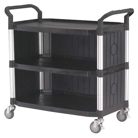Zoro Select Enclosed Service Cart, Fiber Glass/Polypropylene, 400 lb Load Capacity, 3 Shelves, 43 5/8 in L 35KT30