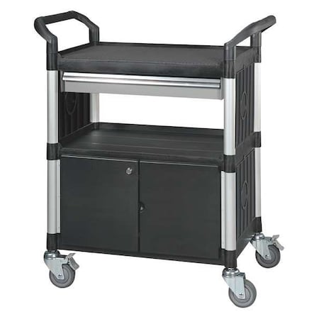 Zoro Select Enclosed Service Cart, Fiber Glass/Polypropylene, 400 lb Load Capacity, 3 Shelves, 34 1/4 in L 35KT32