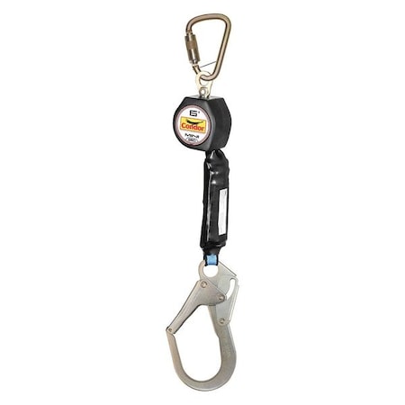 Condor Self-Retracting Lifeline, Steel Rebar Hook, Steel Carabiner, 1 Leg, 310lb. Wt. Capacity, 6 ft. L 35KU98